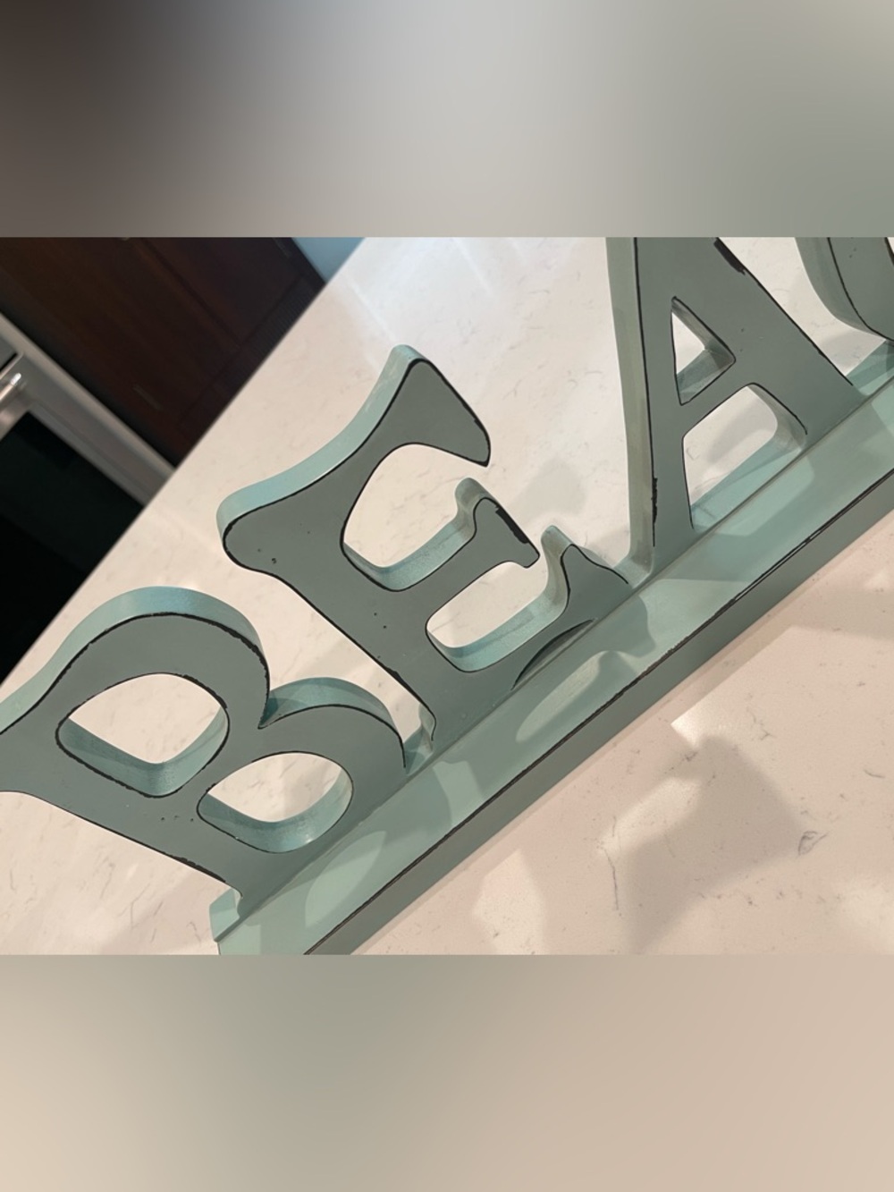 Wooden 'BEACH' Decorative Sign in Seafoam Blue - 24” - Picture 2 of 6